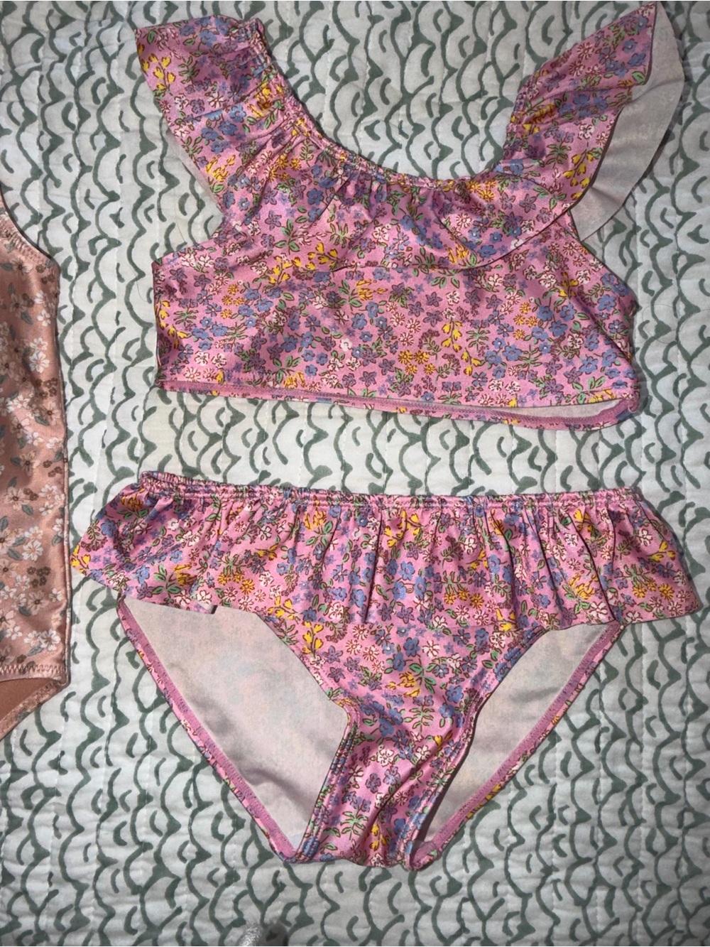 H&M Pink Floral Ruffle Bikini Set
